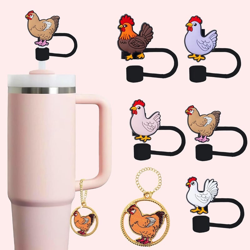 TSIMPLE Chicken Straw Topper, 10mm (0.4in) Animal Straw Covers for Stanley Cup Accessories - Chicken Accessories, Decor, Stuff, Things, Gifts for Lovers, Women, Kids, Girls on Birthday Party Decoration - Image 1